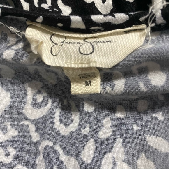 Jessica Simpson Black White Leopard Print V Neck Faux Wrap Mini Dress - Picture 5 of 6